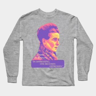 Simone de Beauvoir Portrait and Quote Long Sleeve T-Shirt